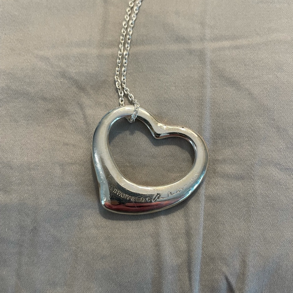 Authentic Tiffany & Co. Elsa Peretti large heart necklace.